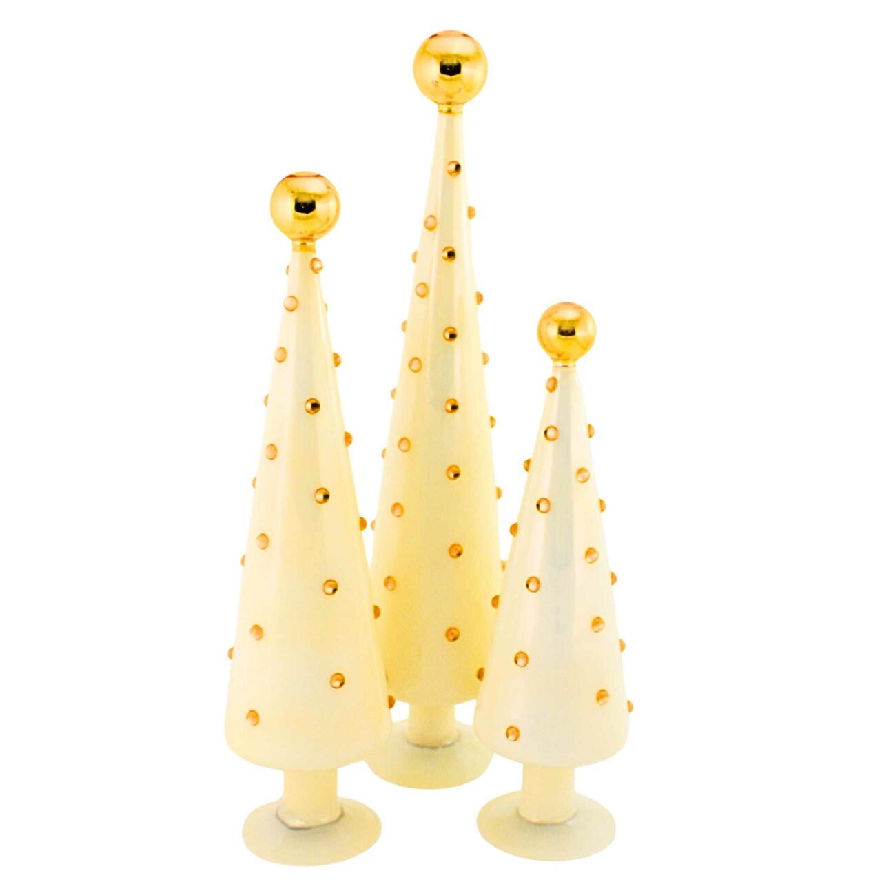 Cody Foster 19.25 In Decorated Dotted Trees Ivory Christmas Decorative Tree Set , Christmas Decor Holidays Centerpiece New Years